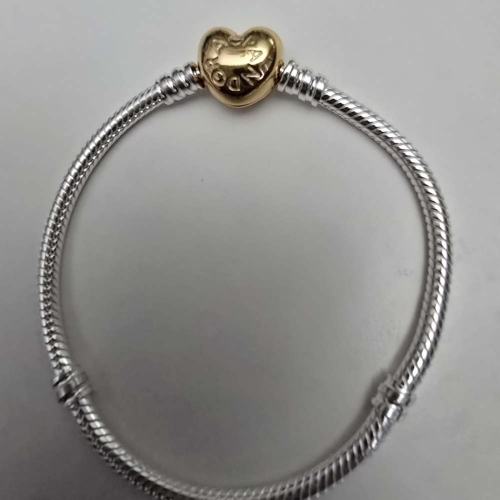 Pandora Silver Bracelet with Gold Heart Charm